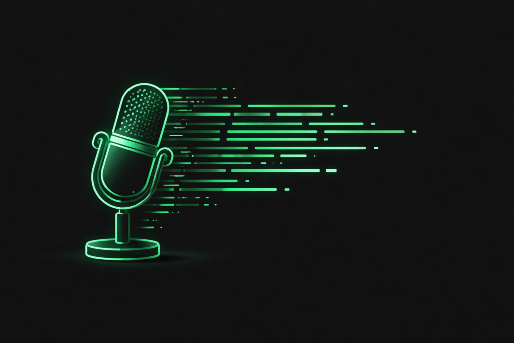 Free podcast transcription tool Podskrift - microphone to text