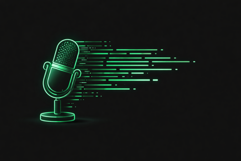 Free podcast transcription tool Podskrift - microphone to text